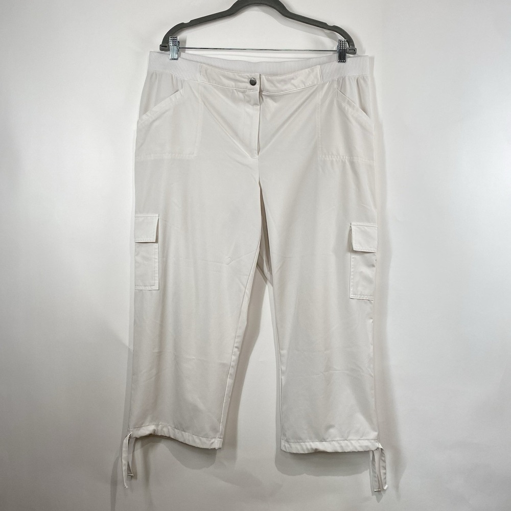Chicos Womens Zenerzy Neema Dylan Cargo Crop Pants White Size 3 US 16 XL Stretch